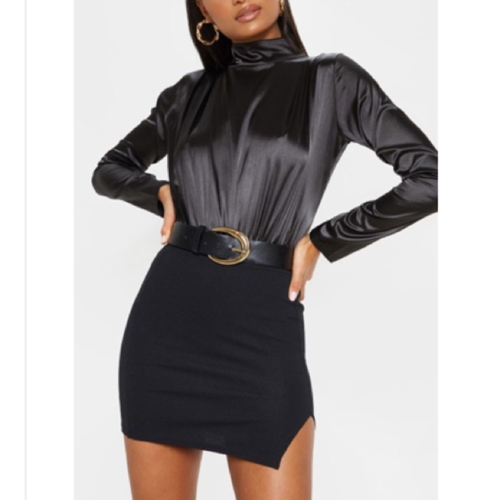 Jermmia Black Split mini skirt